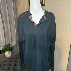 Carbon2Cobalt Men’s Long Sleeve Henley Pullover Shirt Blue Snap Neck Size L